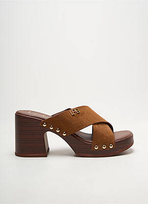 Mules/sabots semi compensé talon de 7 à 9cm marron LES P'TITES BOMBES femme