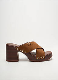 Mules/sabots semi compensé talon de 7 à 9cm marron LES P'TITES BOMBES femme