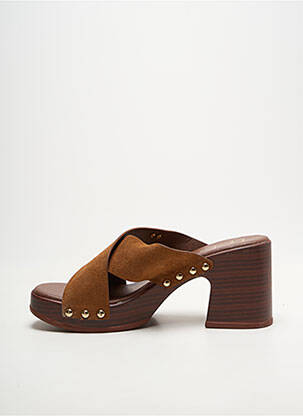 Mules/sabots semi compensé talon de 7 à 9cm marron LES P'TITES BOMBES femme