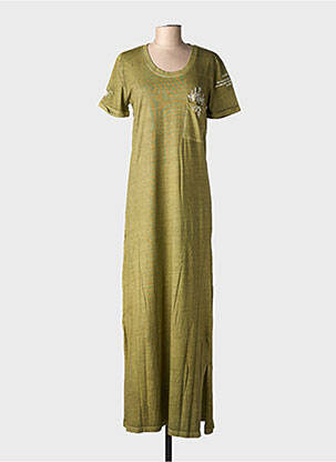 Robe longue manches courtes manches courtes vert ROSE GARDEN femme