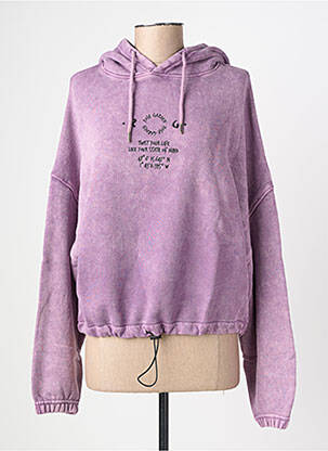 Sweat-shirt à capuche broderie manches longues violet ROSE GARDEN femme