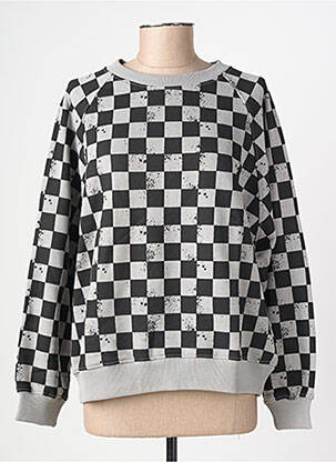Sweat-shirt maille semi-opaque manches longues gris ROSE GARDEN femme