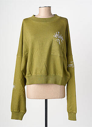 Sweat-shirt broderie manches longues vert ROSE GARDEN femme