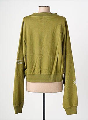 Sweat-shirt broderie manches longues vert ROSE GARDEN femme