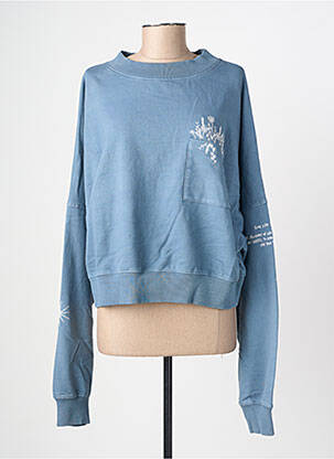 Sweat-shirt broderie manches longues bleu ROSE GARDEN femme