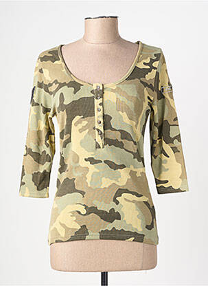 T-shirt manches 3/4 manches 3/4 vert ROSE GARDEN femme