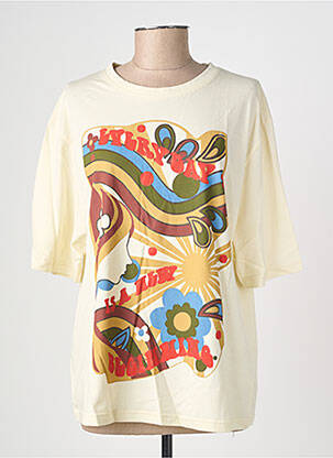 T-shirt coupe droite manches courtes beige ROSE GARDEN femme