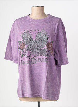 T-shirt coupe droite manches courtes violet ROSE GARDEN femme