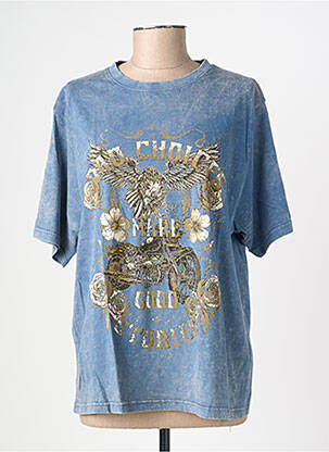 T-shirt coupe droite manches courtes bleu ROSE GARDEN femme