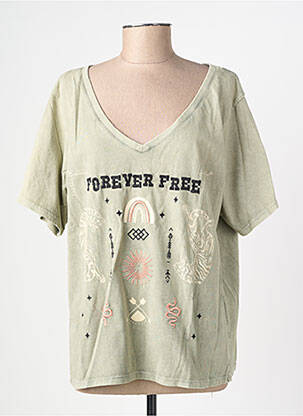 T-shirt coupe droite manches courtes vert ROSE GARDEN femme