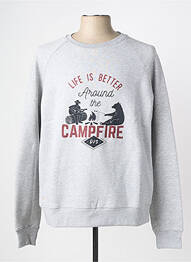 Sweat-shirt sérigraphie floquée manches longues gris DAYTONA homme