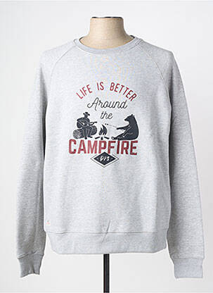 Sweat-shirt sérigraphie floquée manches longues gris DAYTONA homme