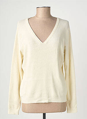 Pull col v manches longues beige ICHI femme