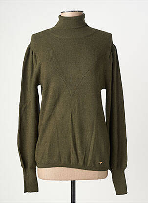 Pull col roulé tissage chiné manches longues vert LES P'TITES BOMBES femme