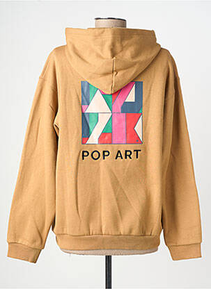 Sweat-shirt à capuche stretch manches longues beige LA PETITE ETOILE femme