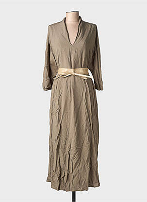 Robe longue coupe cintrée manches 3/4 vert MOLLY BRACKEN femme