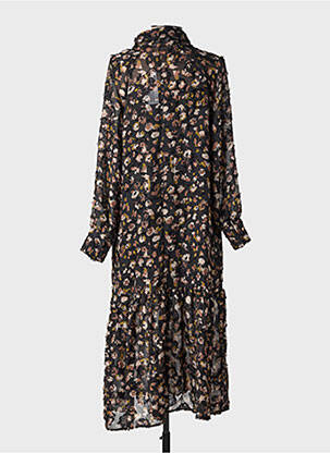 Robe longue tissage popeline manches longues noir MOLLY BRACKEN femme