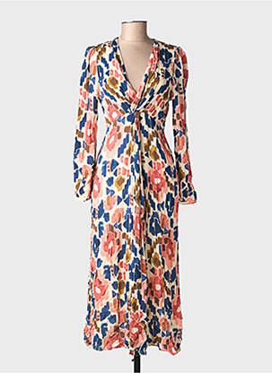 Robe longue manches longues manches longues bleu GRACE & MILA femme