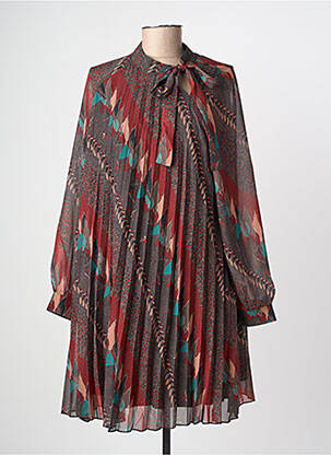 Robe courte coupe évasée manches longues rouge MOLLY BRACKEN femme