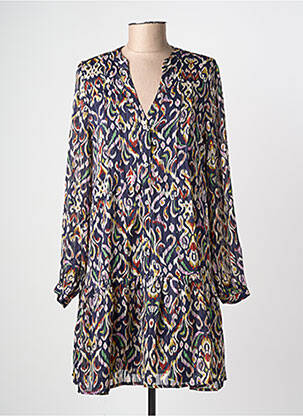 Robe mi-longue imprimé fantaisie manches longues bleu MOLLY BRACKEN femme
