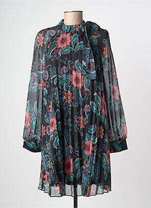 Robe mi-longue imprimé fantaisie manches longues noir MOLLY BRACKEN femme