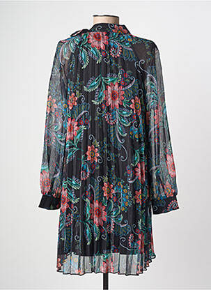 Robe mi-longue imprimé fantaisie manches longues noir MOLLY BRACKEN femme