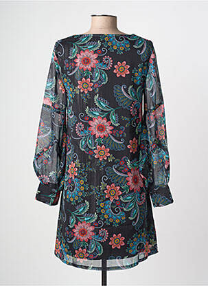 Robe mi-longue imprimé fantaisie manches longues noir MOLLY BRACKEN femme