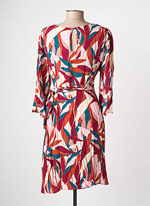 Robe mi-longue imprimé fantaisie manches longues rose GRACE & MILA femme