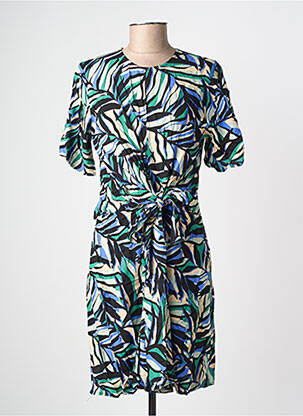 Robe mi-longue imprimé fantaisie manches courtes bleu MOLLY BRACKEN femme