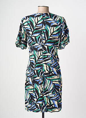 Robe mi-longue imprimé fantaisie manches courtes bleu MOLLY BRACKEN femme