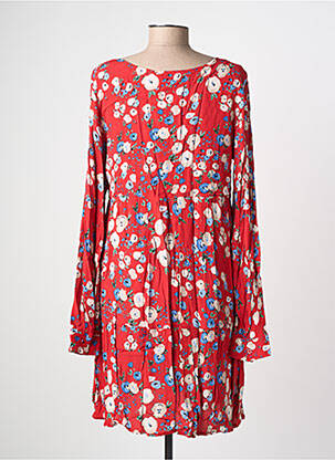 Robe mi-longue imprimé fantaisie manches longues rouge CHERRY PARIS femme