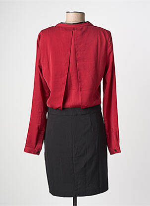 Robe mi-longue tissage crêpe manches longues rouge LPB femme