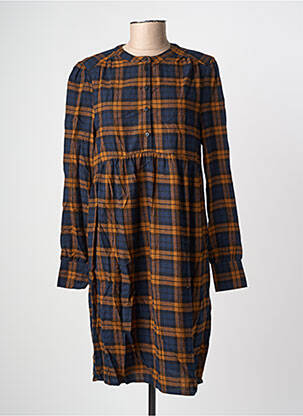 Robe mi-longue manches longues manches longues bleu ICHI femme