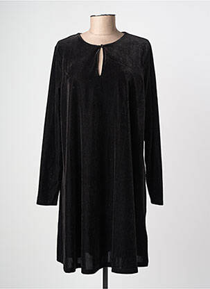 Robe mi-longue manches longues manches longues noir ICHI femme
