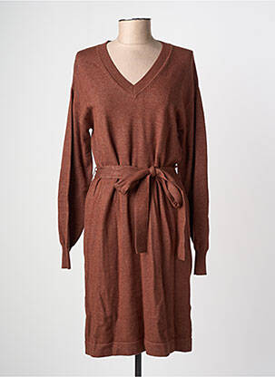 Robe pull col v manches longues marron B.YOUNG femme