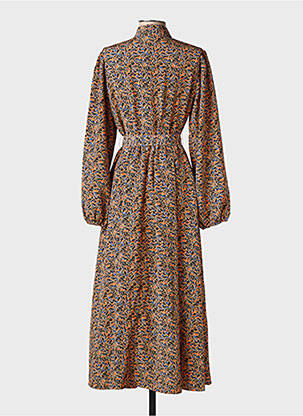 Robe longue imprimé fantaisie manches longues orange RUE MAZARINE femme