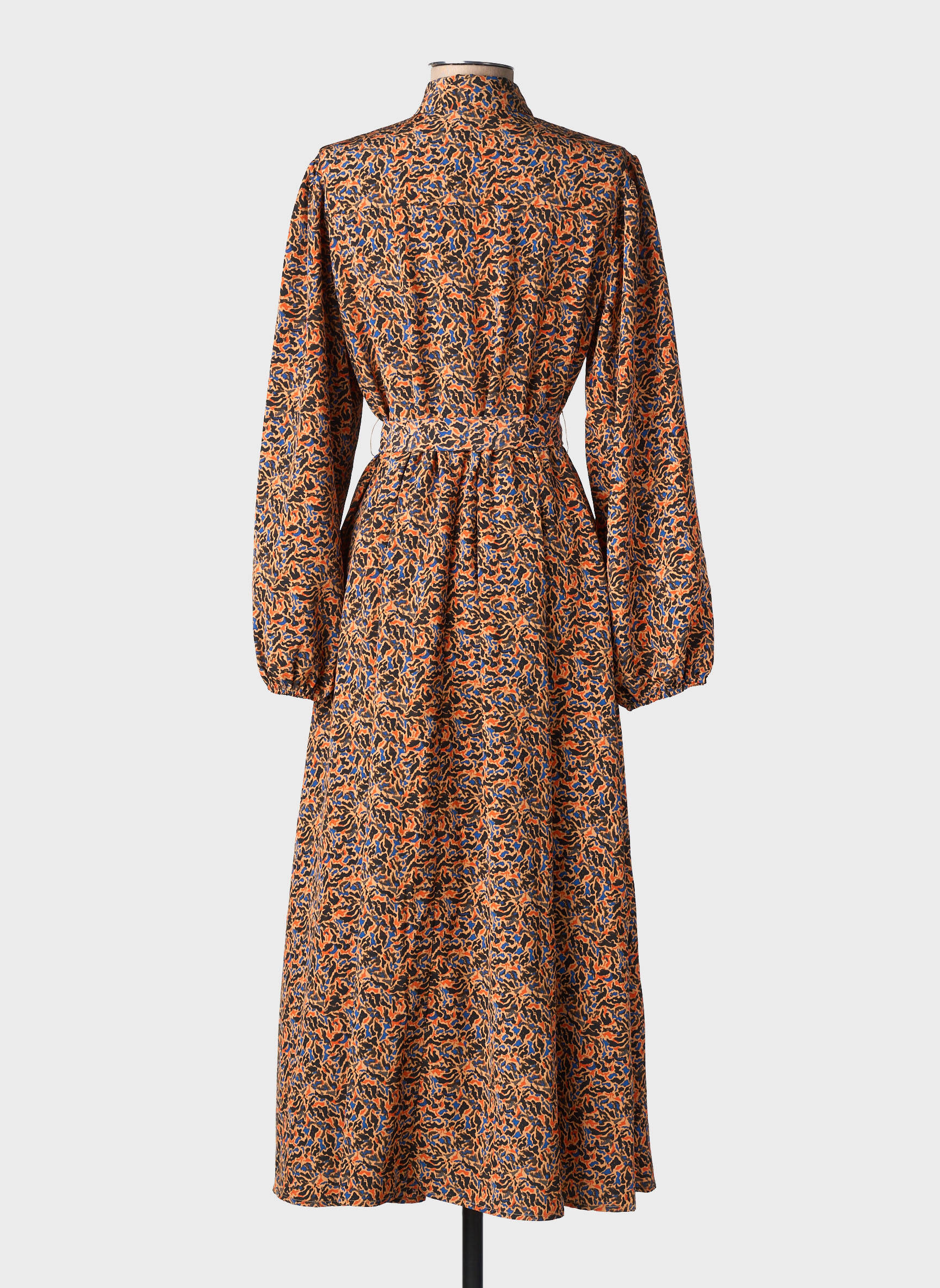 Robe longue imprimé fantaisie manches longues orange RUE MAZARINE femme