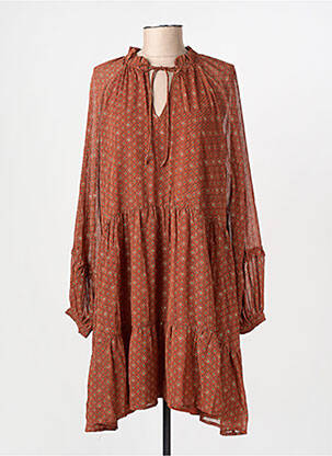 Robe courte coupe fluide manches longues orange MOLLY BRACKEN femme
