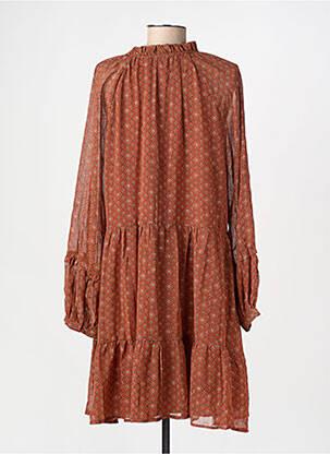 Robe courte coupe fluide manches longues orange MOLLY BRACKEN femme