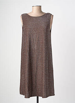 Robe courte coupe fluide sans manche marron GRACE & MILA femme