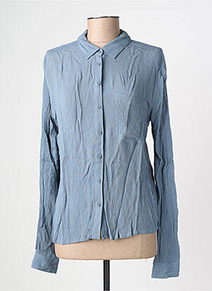 Chemisier coupe cintrée manches longues bleu ICHI femme