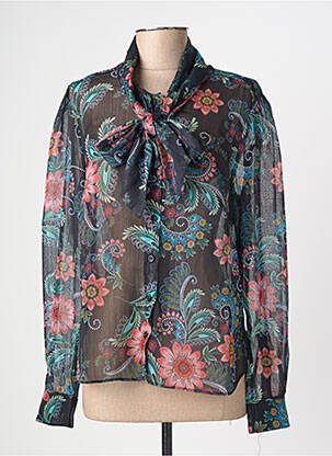 Chemisier imprimé fleurs manches longues noir MOLLY BRACKEN femme