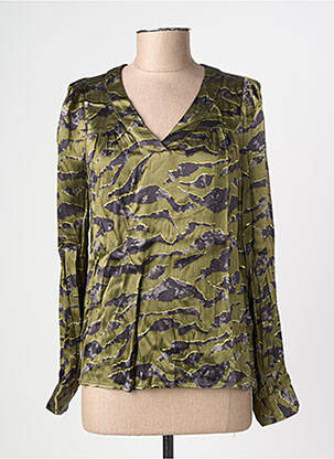 Blouse poignets boutonnés avec fente manches longues vert LE TEMPS DES CERISES femme