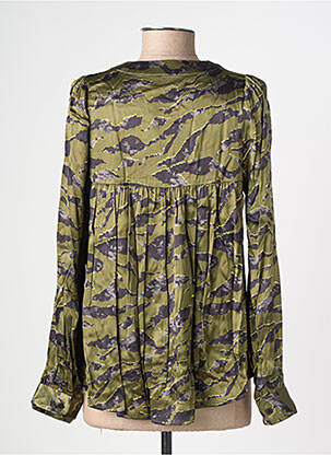 Blouse poignets boutonnés avec fente manches longues vert LE TEMPS DES CERISES femme