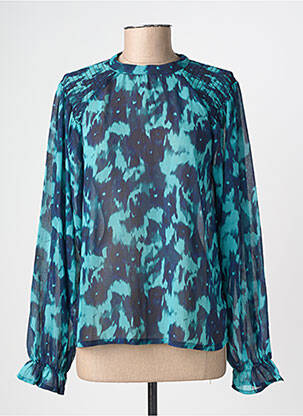 Blouse légère et transparente manches longues vert ICHI femme