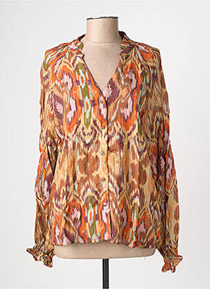 Chemisier tissage crêpe manches longues orange LA PETITE ETOILE femme
