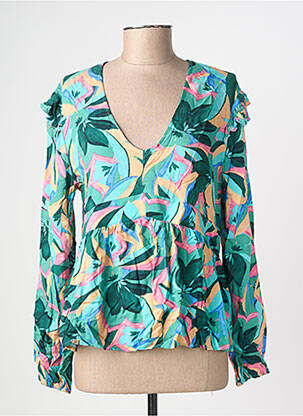 Blouse imprimé fleurs manches longues vert CHERRY PARIS femme
