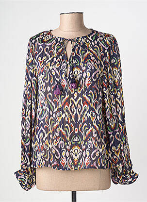 Blouse légère et transparente manches longues bleu MOLLY BRACKEN femme