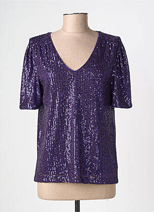 Top coupe fluide manches courtes violet ICHI femme