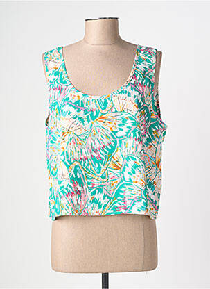Top tissage crêpe sans manche vert LILI SIDONIO femme